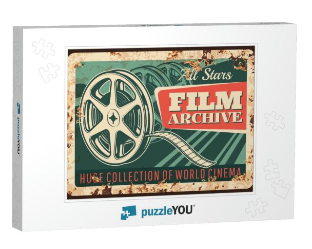 Film Archive Rusty Metal Plate, Vector Vintage Rust Tin S... Jigsaw Puzzle