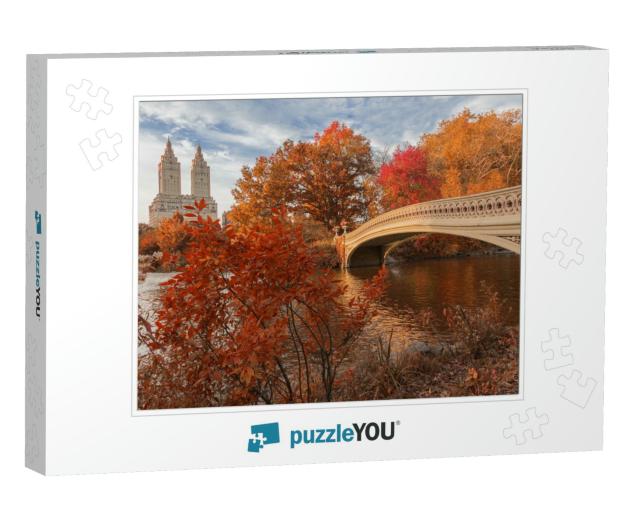 Bow Bridge in Central Park During Autumn... Jigsaw Puzzle