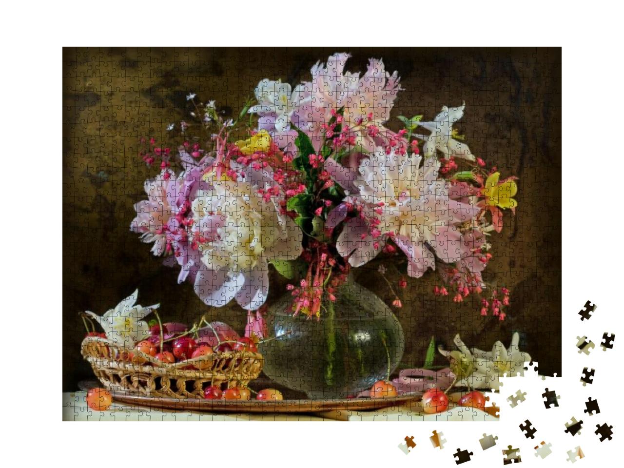 Still Life Bells, Peonies, Aquilegia... Jigsaw Puzzle with 1000 pieces