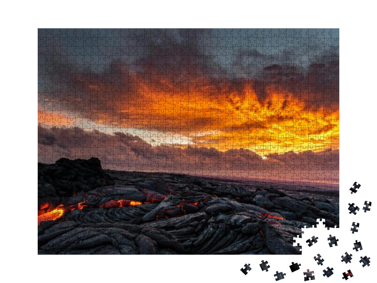 Lava Sunrise on the Southeast Rift Zone of Kilauea Volcan... Jigsaw Puzzle with 1000 pieces