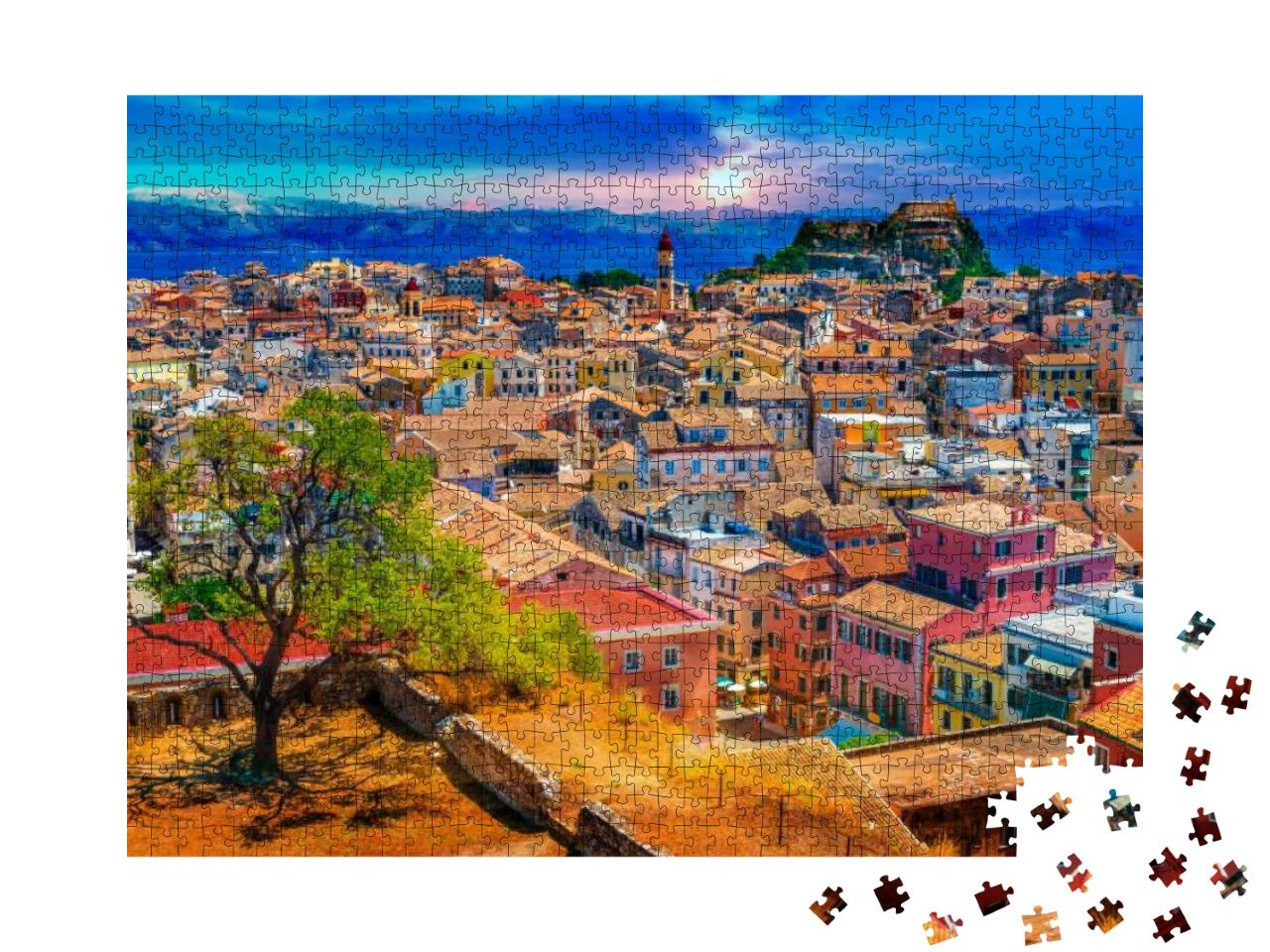 Panoramic View of Kerkyra, Capital of Corfu Island, Greec... Jigsaw Puzzle with 1000 pieces