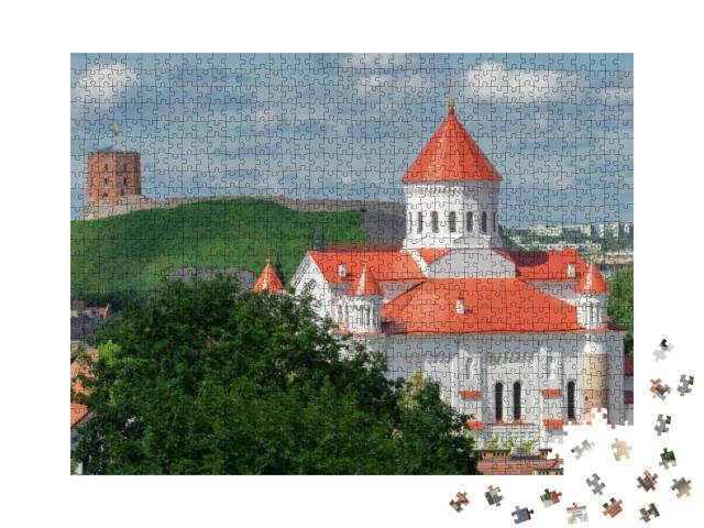 View of Vilnius Old Town in Summer. in Front - One of the... Jigsaw Puzzle with 1000 pieces