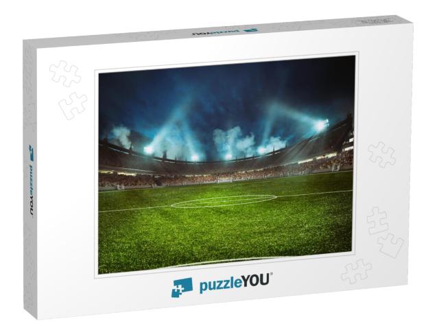 Football stadium with the stands full of fans wait Jigsaw Puzzle