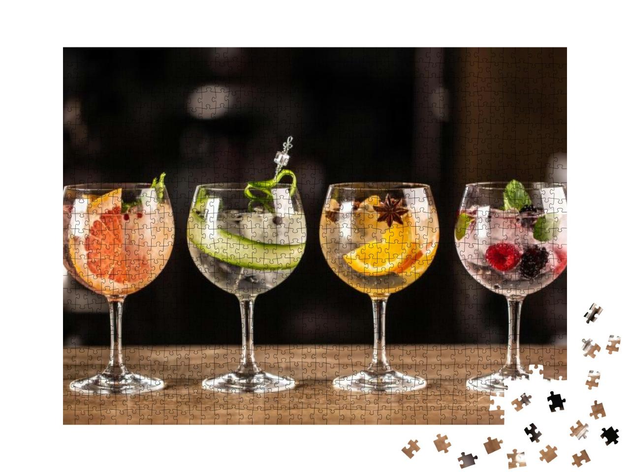 Gin Tonic Long Drink as a Classic Cocktail in Various For... Jigsaw Puzzle with 1000 pieces