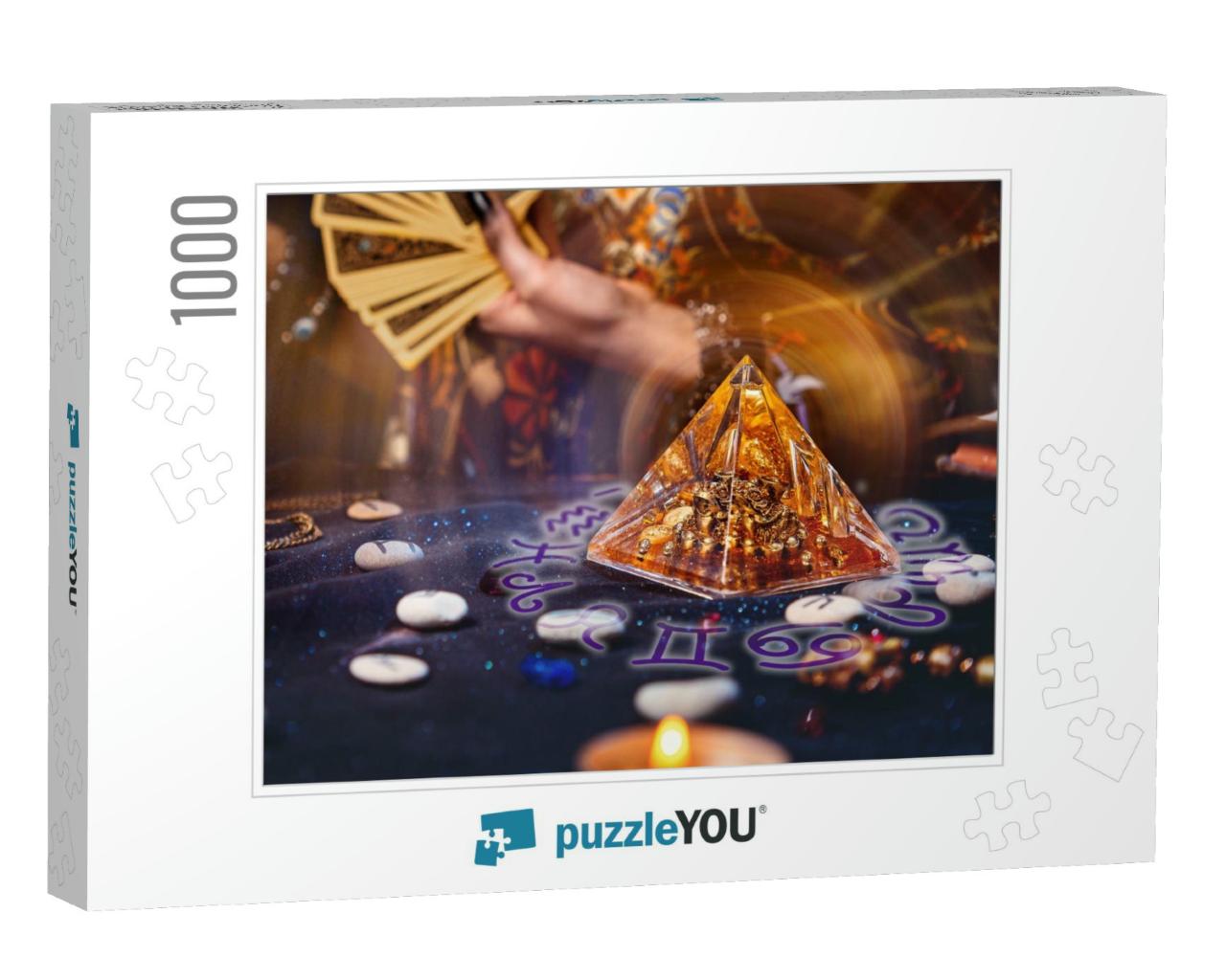 Magic Divination & Esotericism. Magic Glass Pyramid with... Jigsaw Puzzle with 1000 pieces