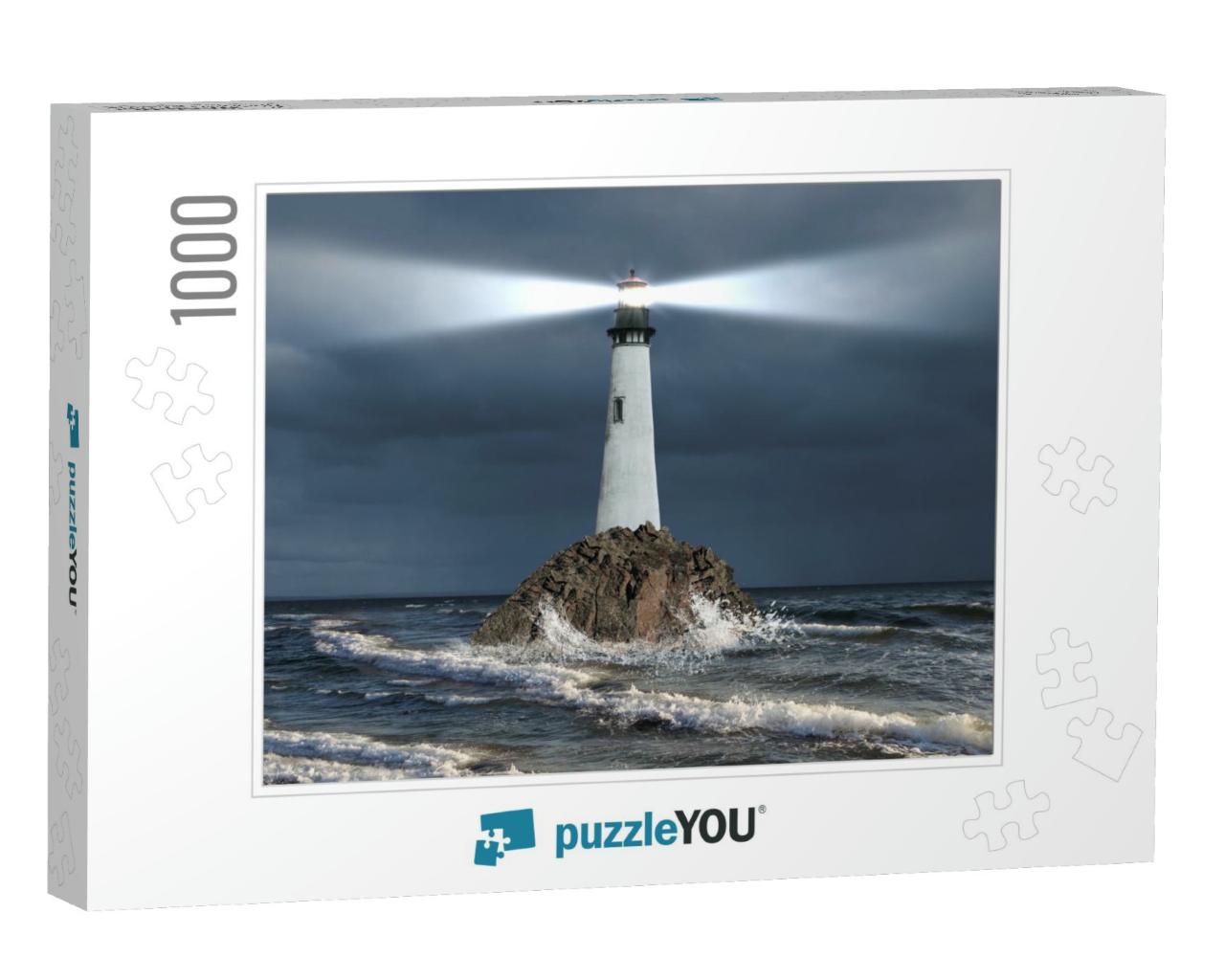 Image of a Lighthouse with a Strong Beam of Light... Jigsaw Puzzle with 1000 pieces