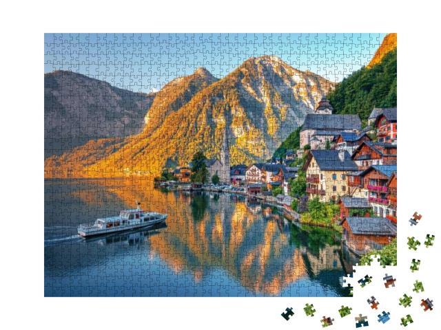 Scenic Picture-Postcard View of Famous Hallstatt, UNESCO... Jigsaw Puzzle with 1000 pieces