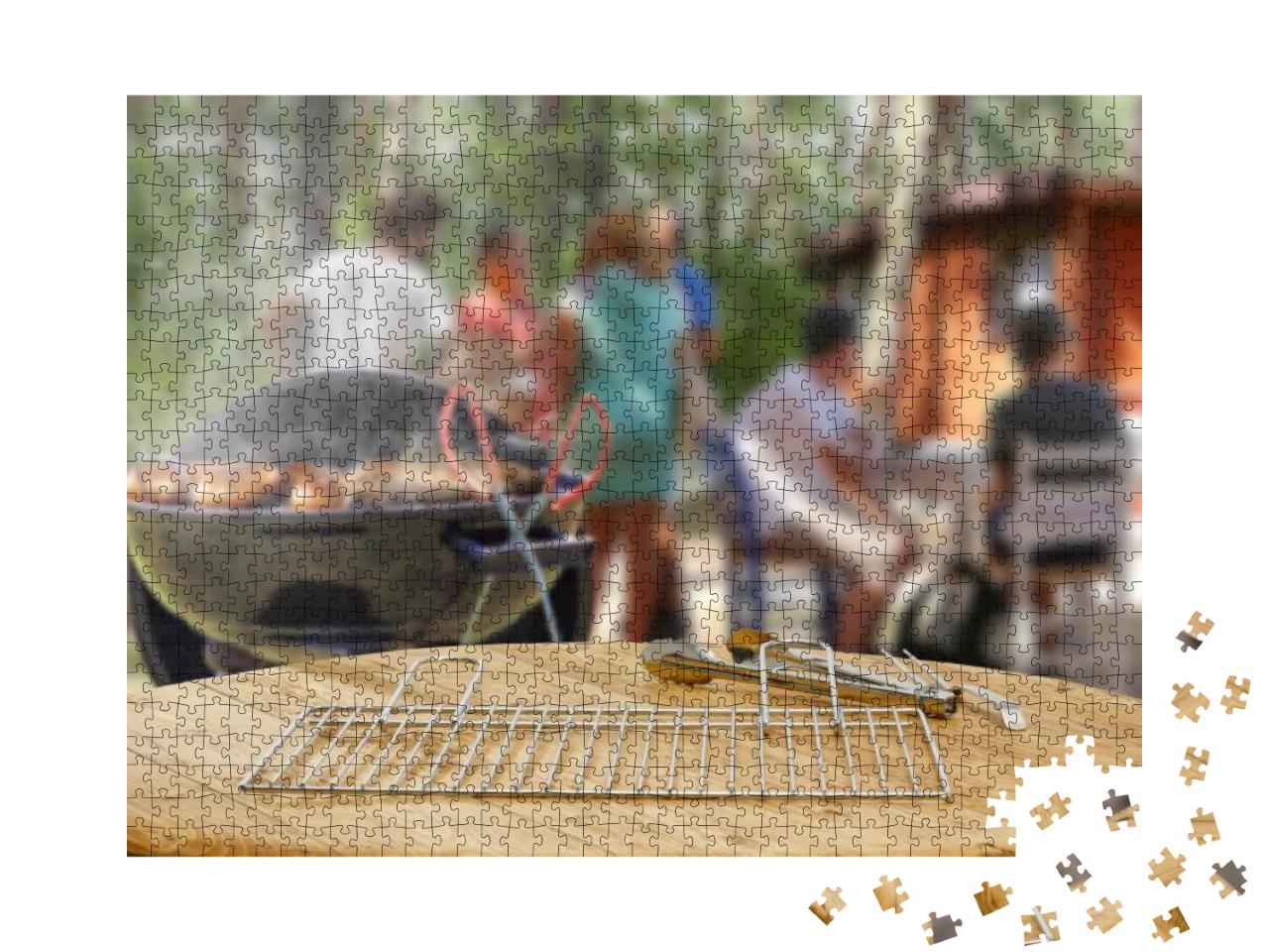 Table background of free space and grill time Jigsaw Puzzle with 1000 pieces