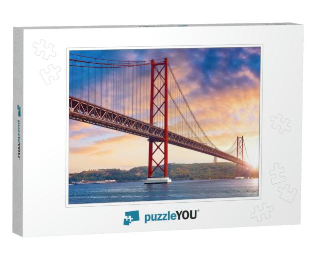 25th April Bridge in Lisbon, Portugal. Famous Landmark on... Jigsaw Puzzle