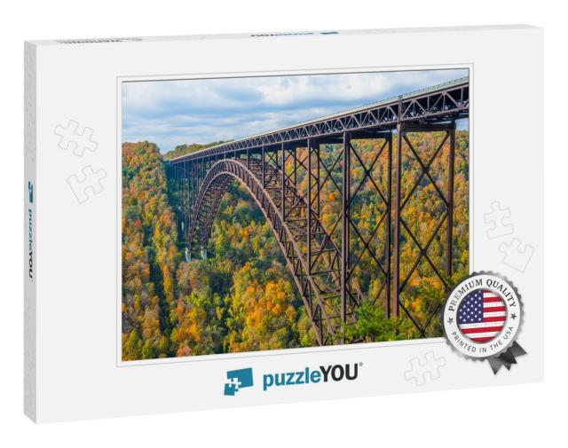 New River Gorge, West Virginia, USA with the Bridge in Aut... Jigsaw Puzzle