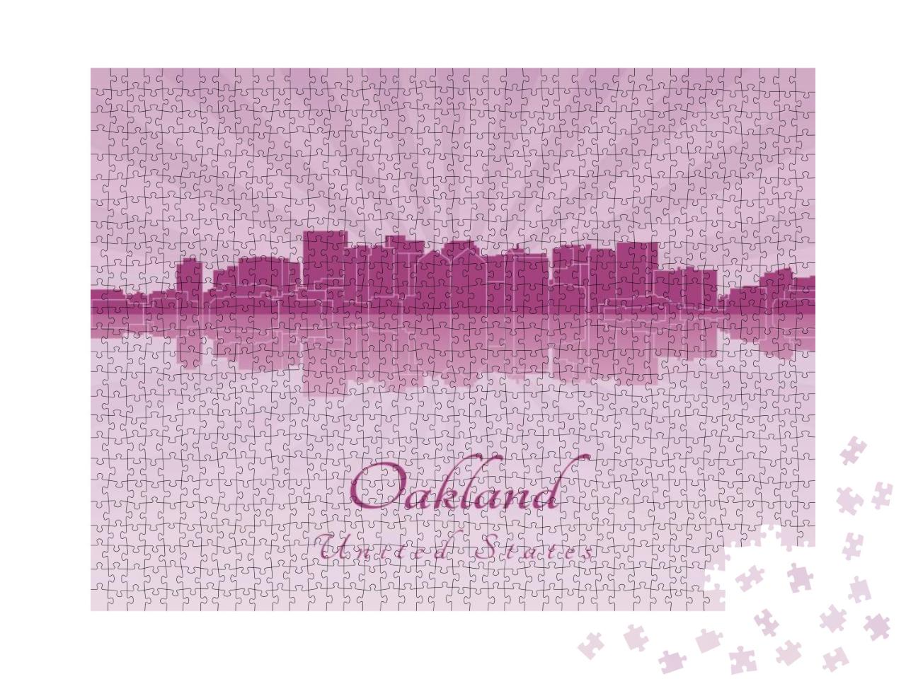 Oakland Skyline in Radiant Orchid in Editable Vector File... Jigsaw Puzzle with 1000 pieces