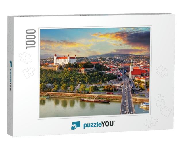 Bratislava At Sunset - Aerial View, Slovakia... Jigsaw Puzzle with 1000 pieces