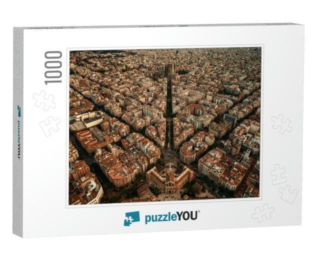 Barcelona Street Aerial View with Beautiful Patterns in S... Jigsaw Puzzle with 1000 pieces