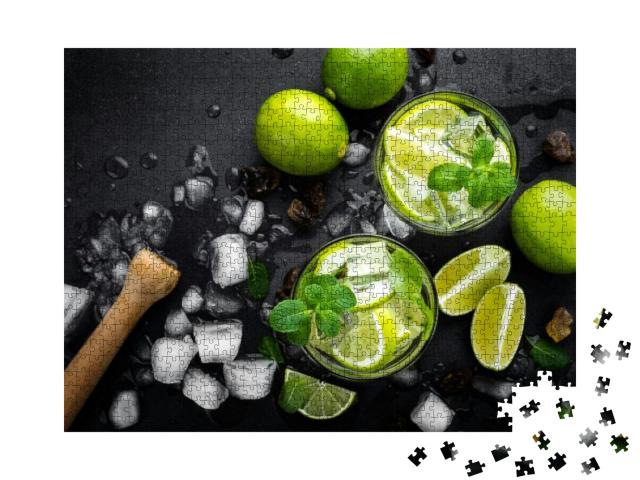 Refreshing Mint Cocktail Mojito with Rum & Lime, Cold Dri... Jigsaw Puzzle with 1000 pieces