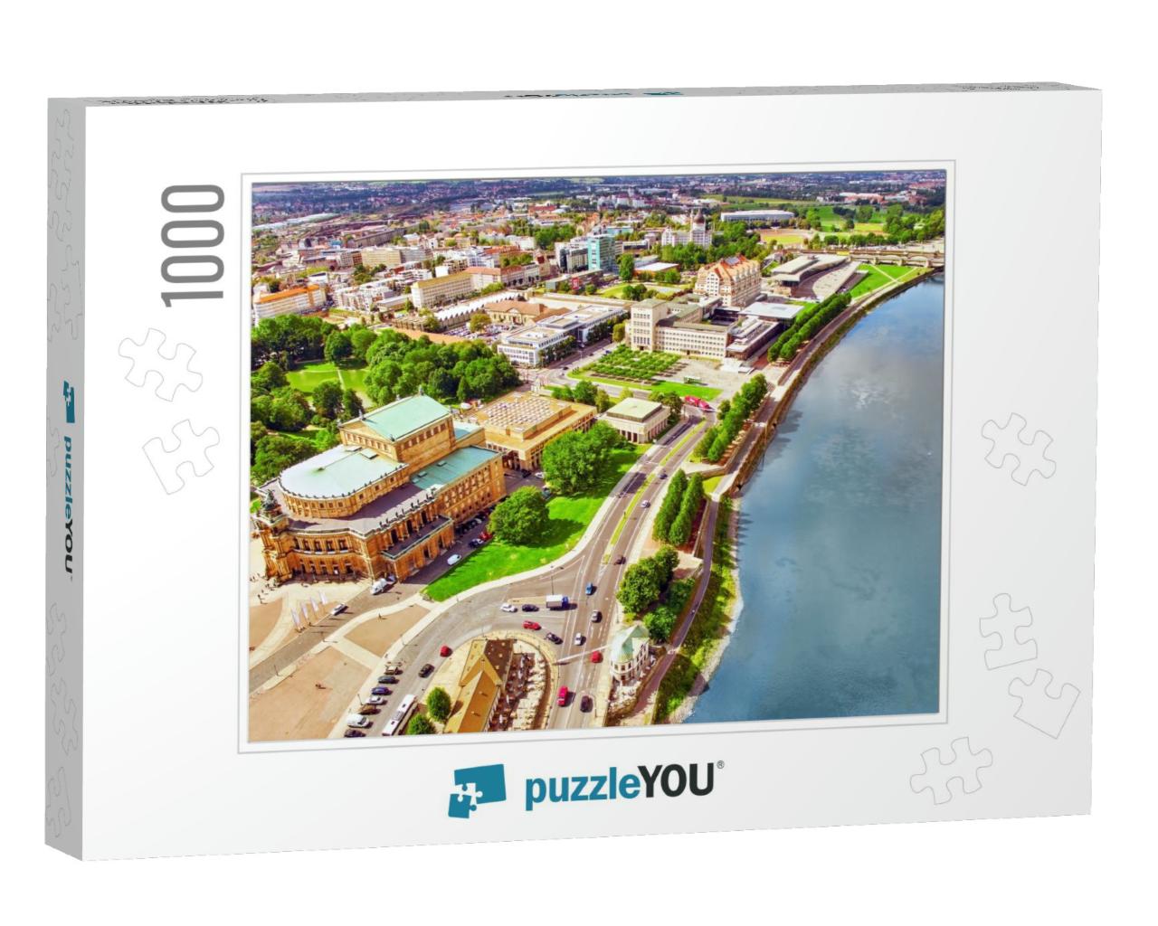 Historical Center of the Dresden Old Town. River Elba. Dr... Jigsaw Puzzle with 1000 pieces