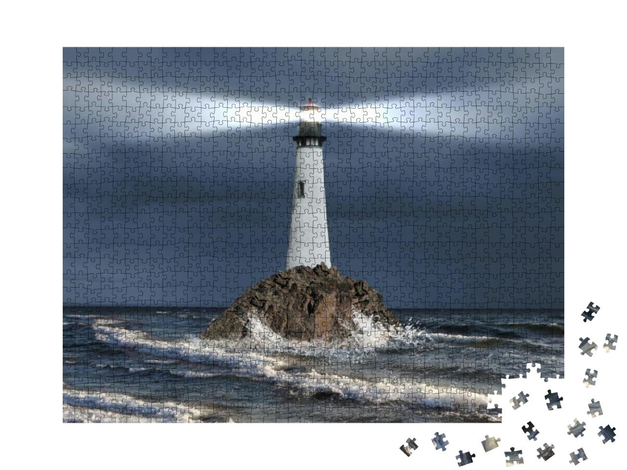 Image of a Lighthouse with a Strong Beam of Light... Jigsaw Puzzle with 1000 pieces