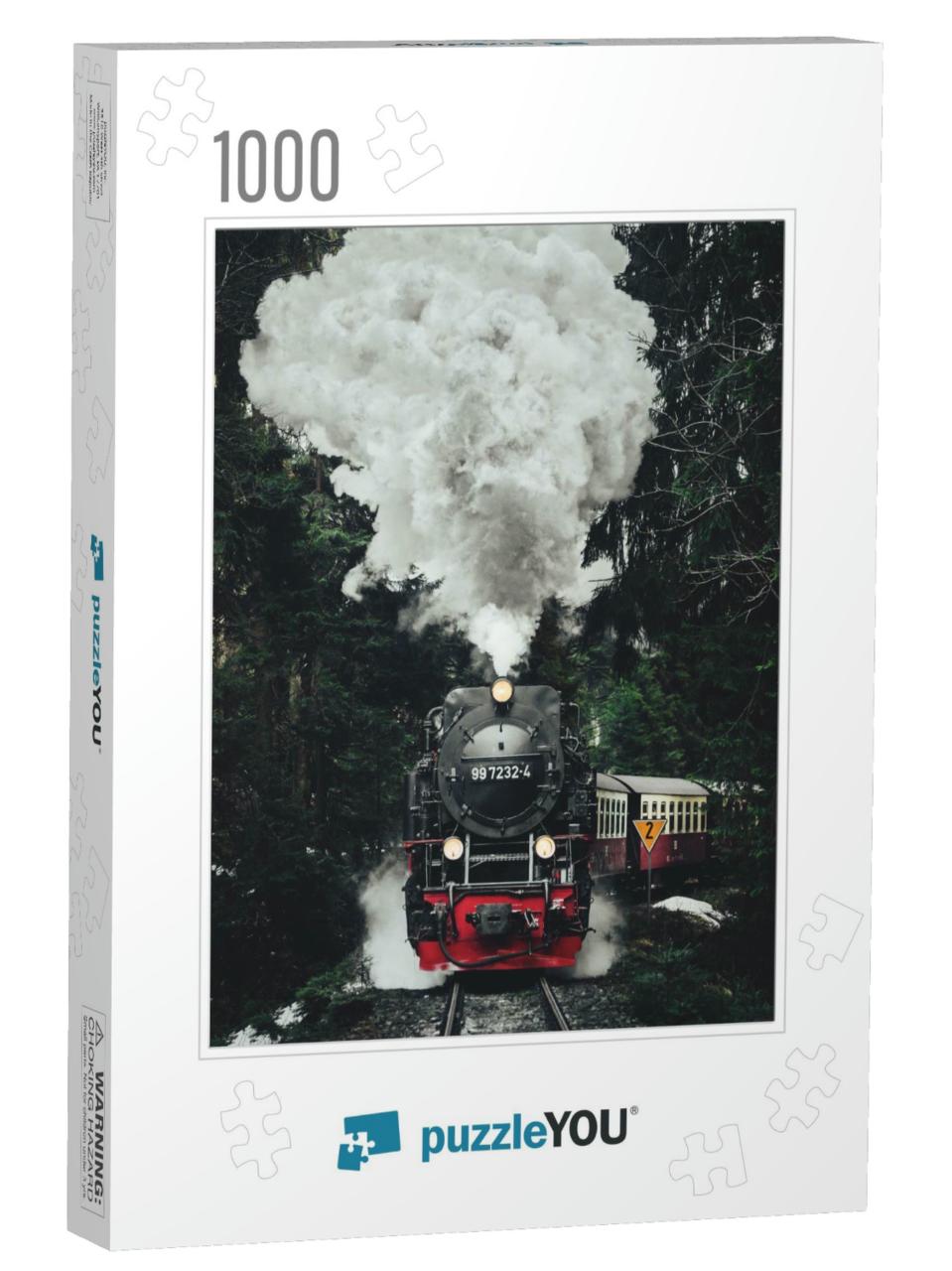 Historic Steam Locomotive, Train in the Snow in the Mount... Jigsaw Puzzle with 1000 pieces
