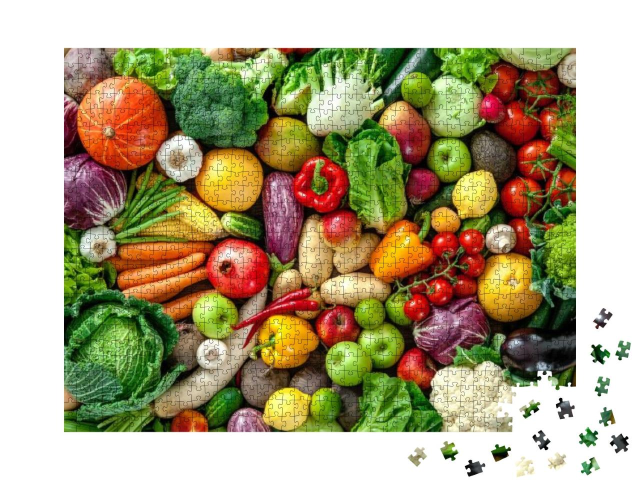 Assortment of Fresh Fruits & Vegetables... Jigsaw Puzzle with 1000 pieces