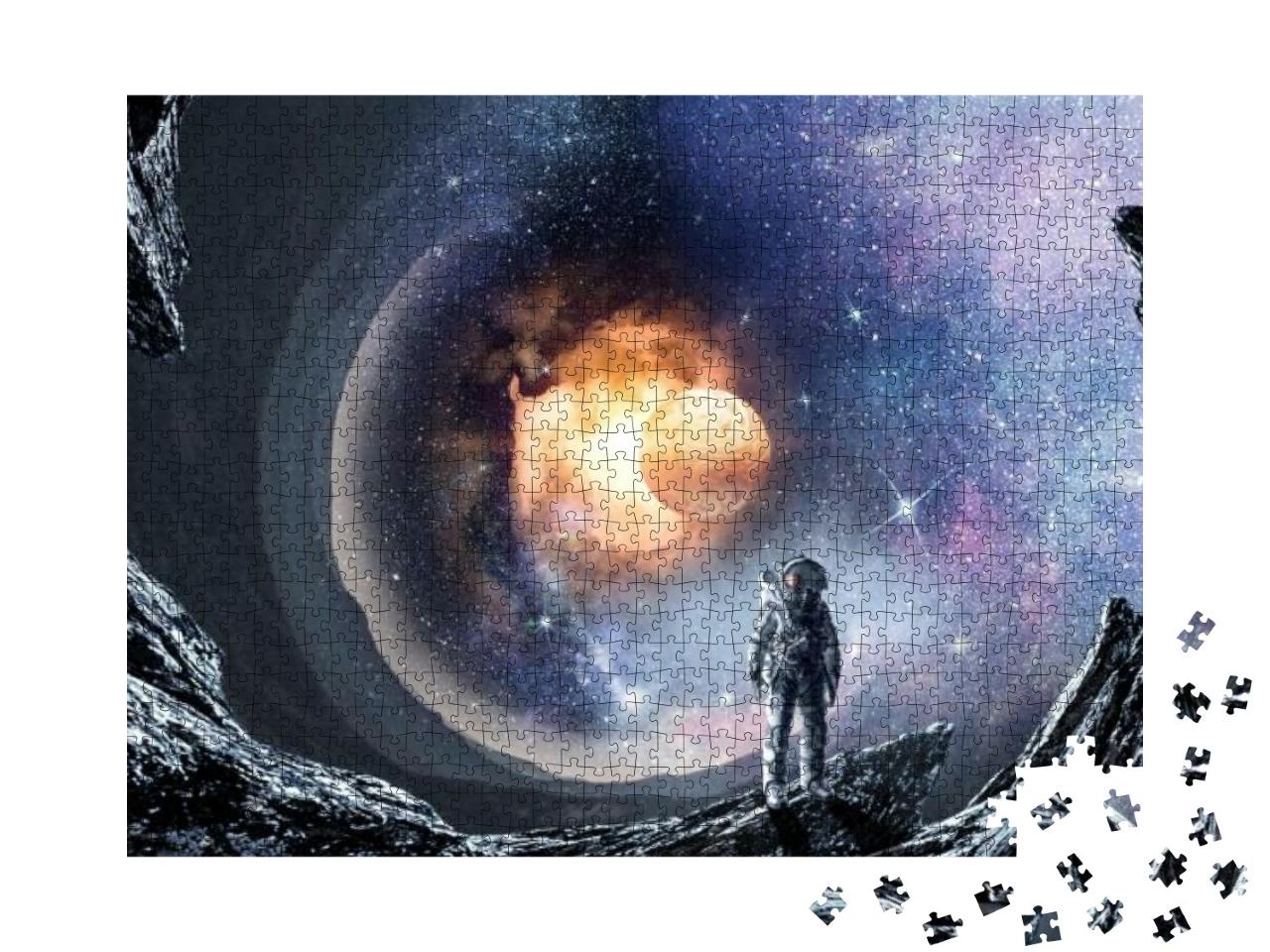 Space Hole & Astronaut. Mixed Media... Jigsaw Puzzle with 1000 pieces