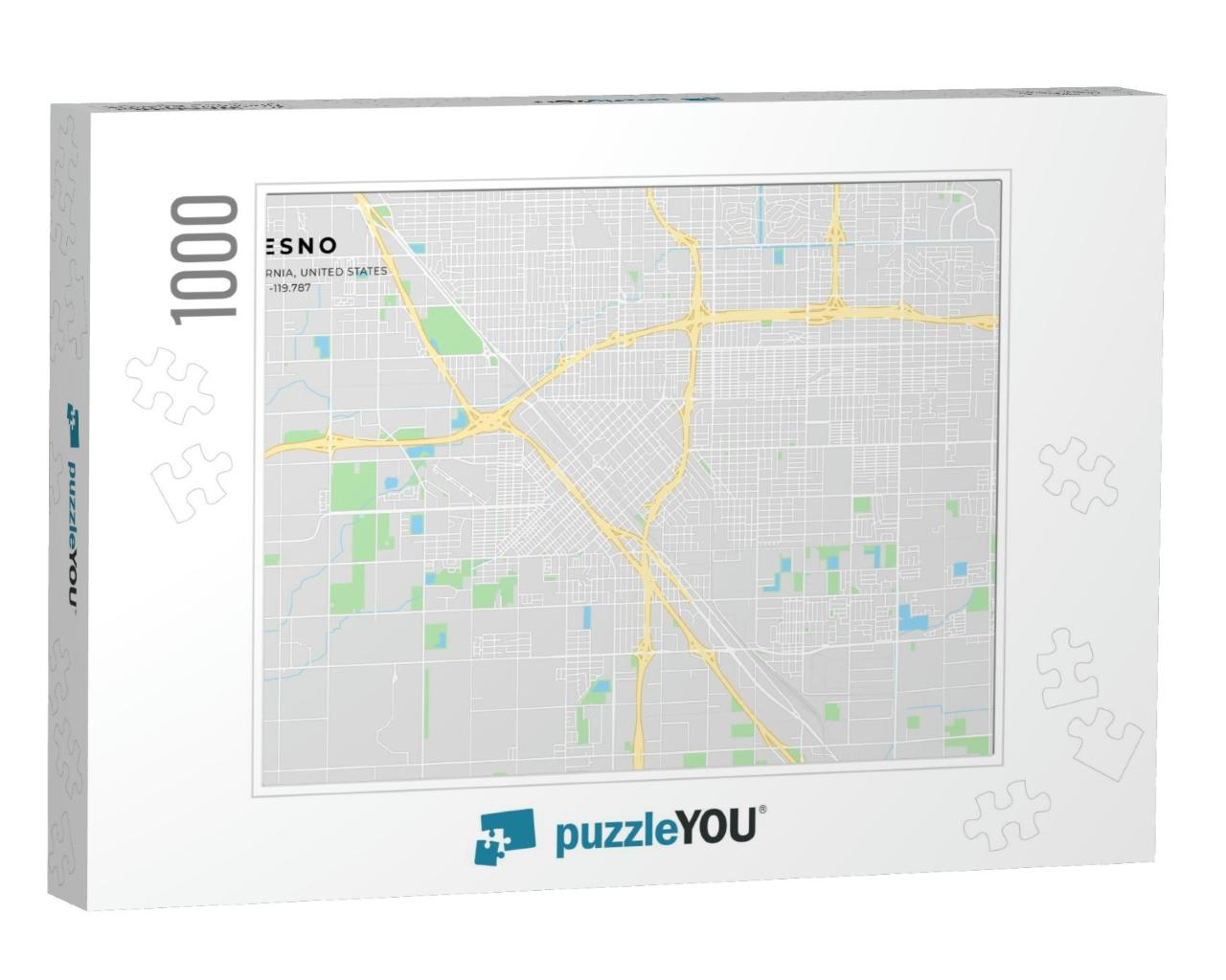 Printable Street Map of Fresno Including Highways, Major... Jigsaw Puzzle with 1000 pieces