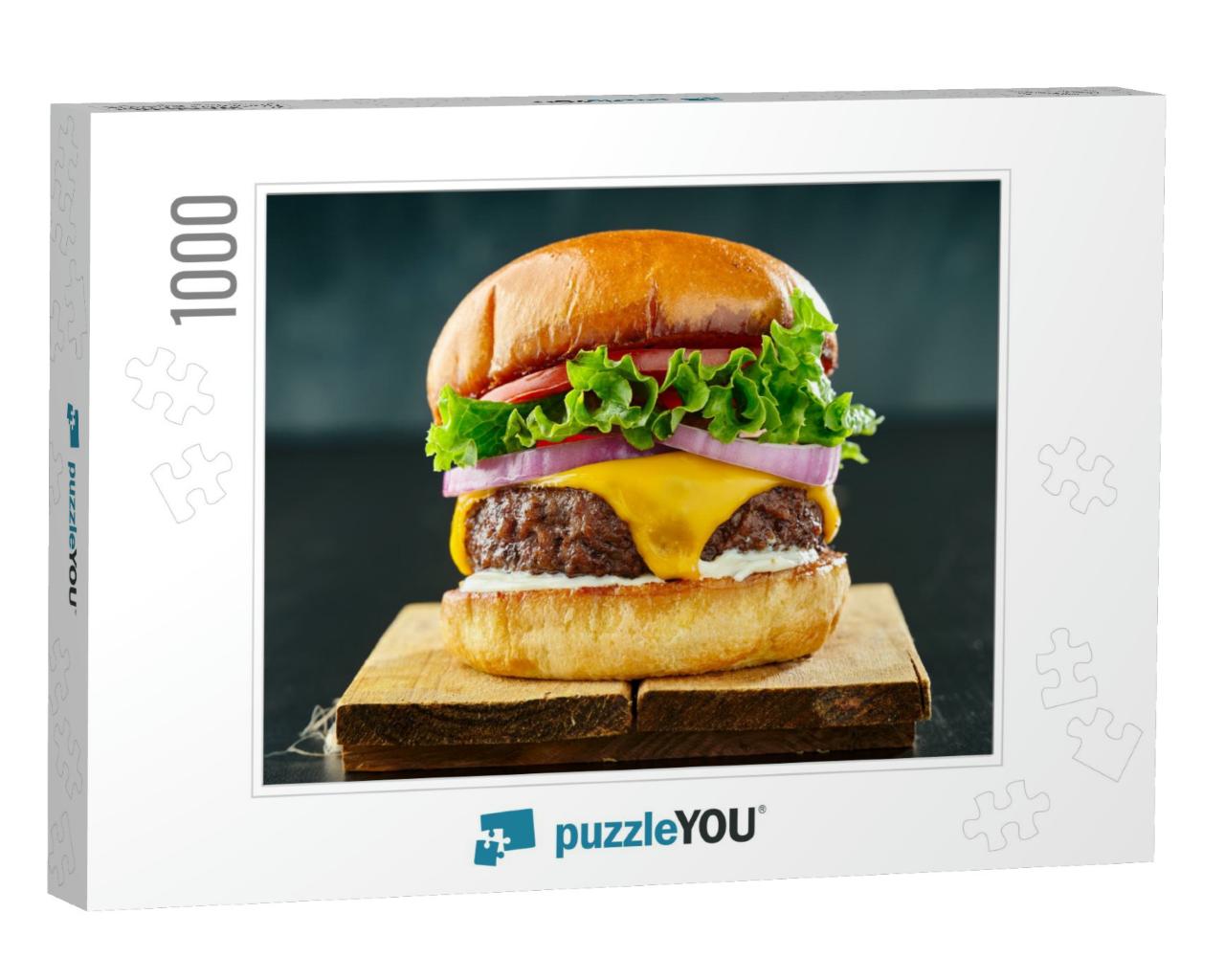 Thick Cheeseburger with American Cheese, Lettuce Tomato &... Jigsaw Puzzle with 1000 pieces