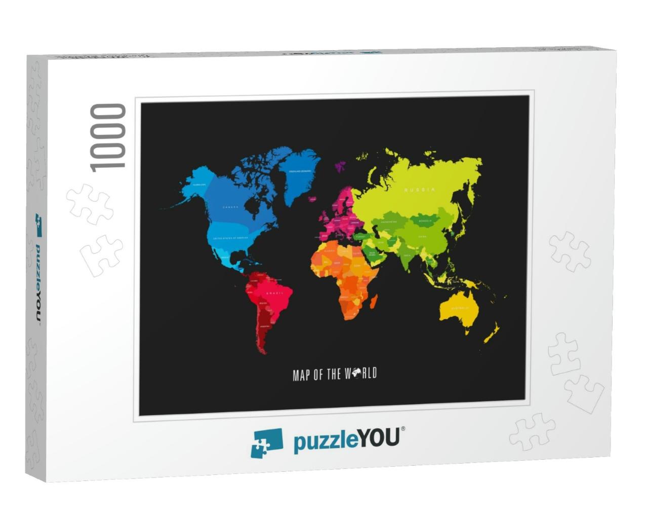 World Map with Different Colored Continents - Illustratio... Jigsaw Puzzle with 1000 pieces