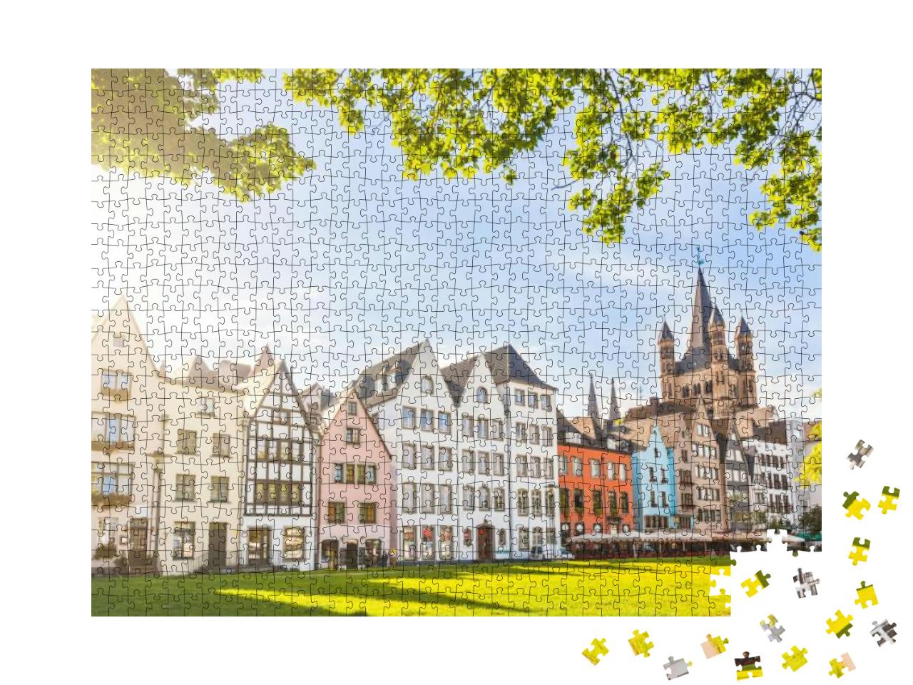 Houses & Park in Cologne, Germany. Many of Them Are Color... Jigsaw Puzzle with 1000 pieces