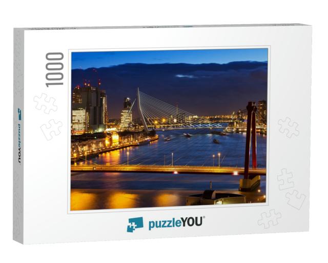 Beautiful Twilight View on the Bridges Over the River Maa... Jigsaw Puzzle with 1000 pieces