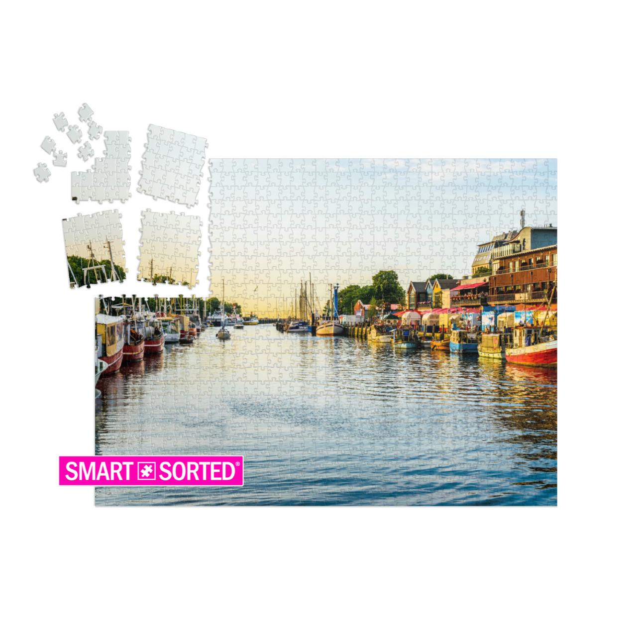 Canal with Ships & Baltic Sea in Warnemuende, Rostock Ger... | SMART SORTED® | Jigsaw Puzzle with 1000 pieces