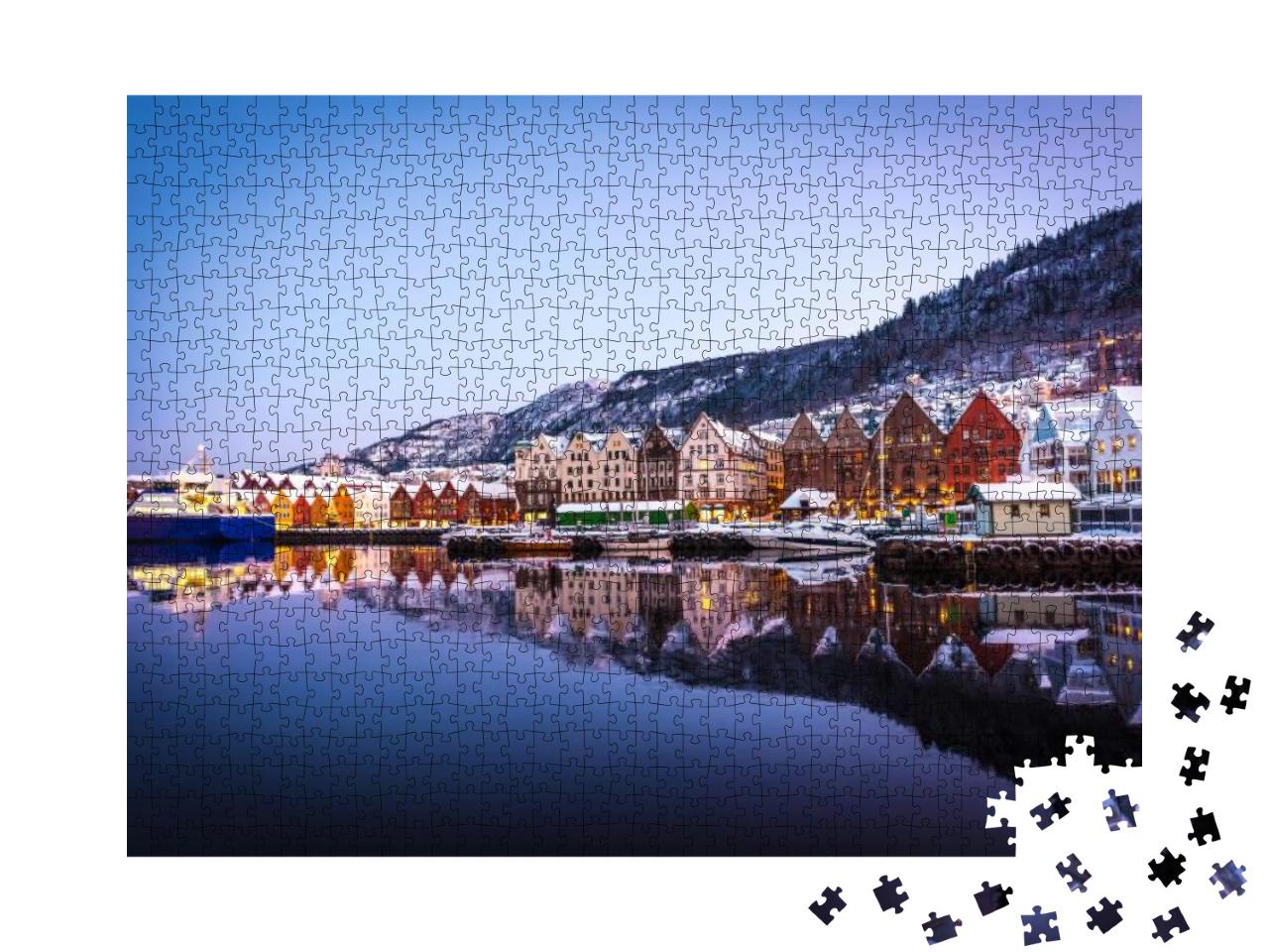 Bergen, Norway - December 27, 2014 Famous Bryggen Street... Jigsaw Puzzle with 1000 pieces