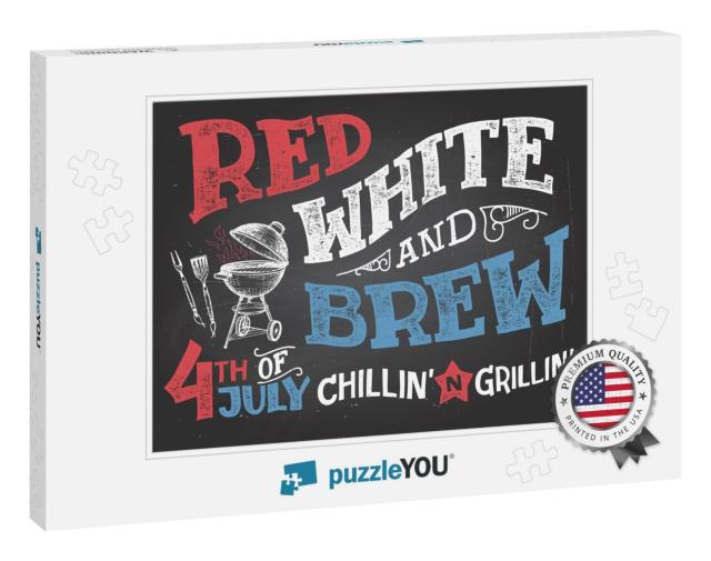 Red White & Brew. 4th of July Celebration, Independence... Jigsaw Puzzle