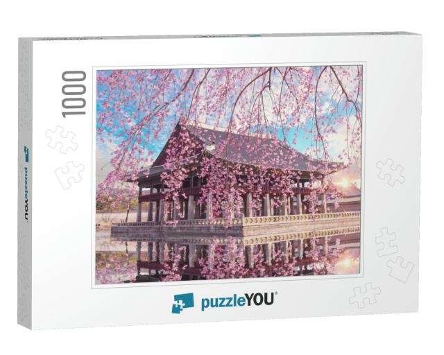 Cherry Blossom in Spring At Gyeongbokgung Palace Seoul, S... Jigsaw Puzzle with 1000 pieces
