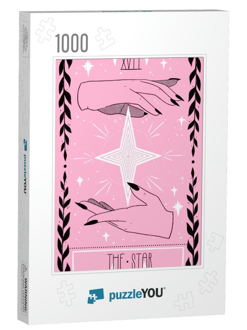Tarot Pink Black Fortune Telling Card Illustration... Jigsaw Puzzle with 1000 pieces