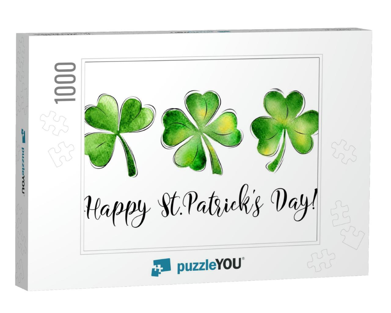 St. Patrick's Day Greeting Card with Lettering. Ho... Jigsaw Puzzle with 1000 pieces
