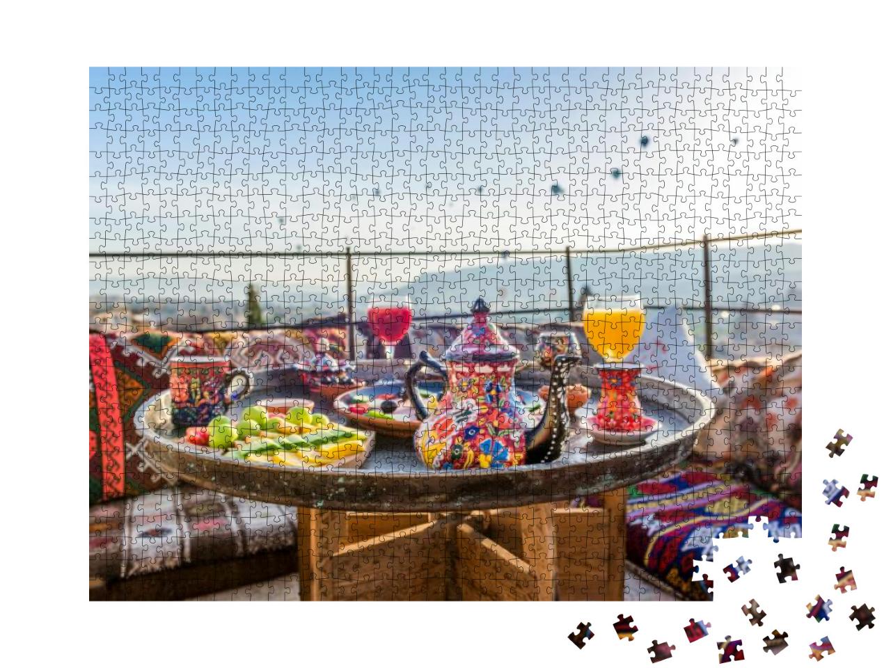 Traditional Turkish Breakfast with Cappadocia View & Flyi... Jigsaw Puzzle with 1000 pieces