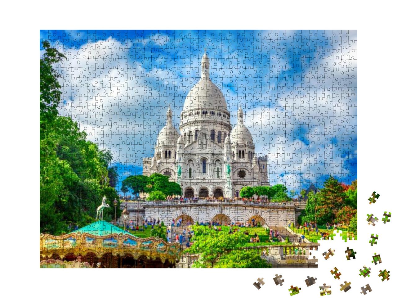 Basilica Sacre Coeur in Montmartre in Paris, France... Jigsaw Puzzle with 1000 pieces