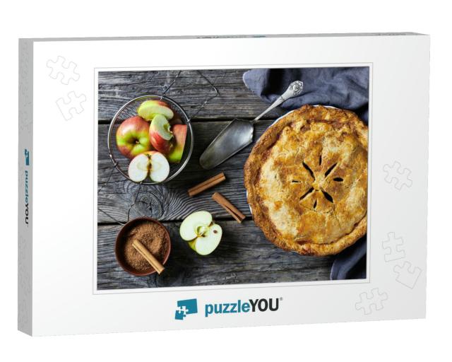Classic American Autumn Dessert Apple Pie with Cinnamon &... Jigsaw Puzzle