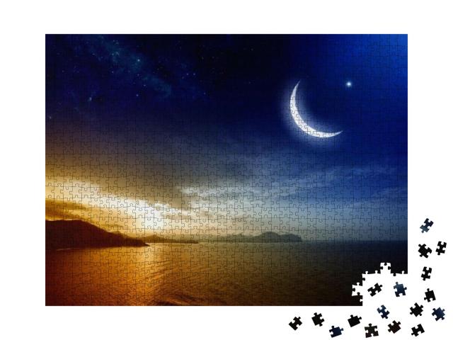 Ramadan Background with Moon & Stars, Holy Month, Beautif... Jigsaw Puzzle with 1000 pieces