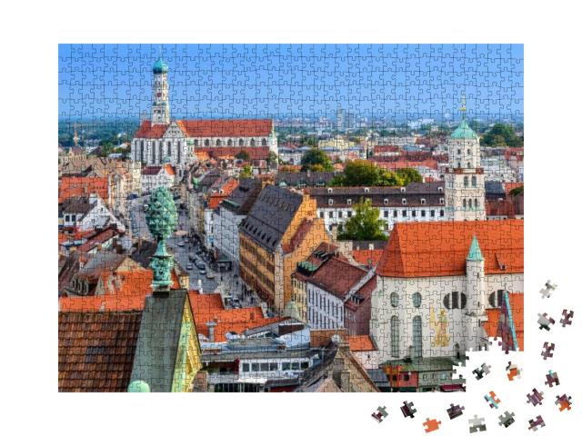 Augsburg, Germany Old Town Skyline Towards Basilica of Ss... Jigsaw Puzzle with 1000 pieces