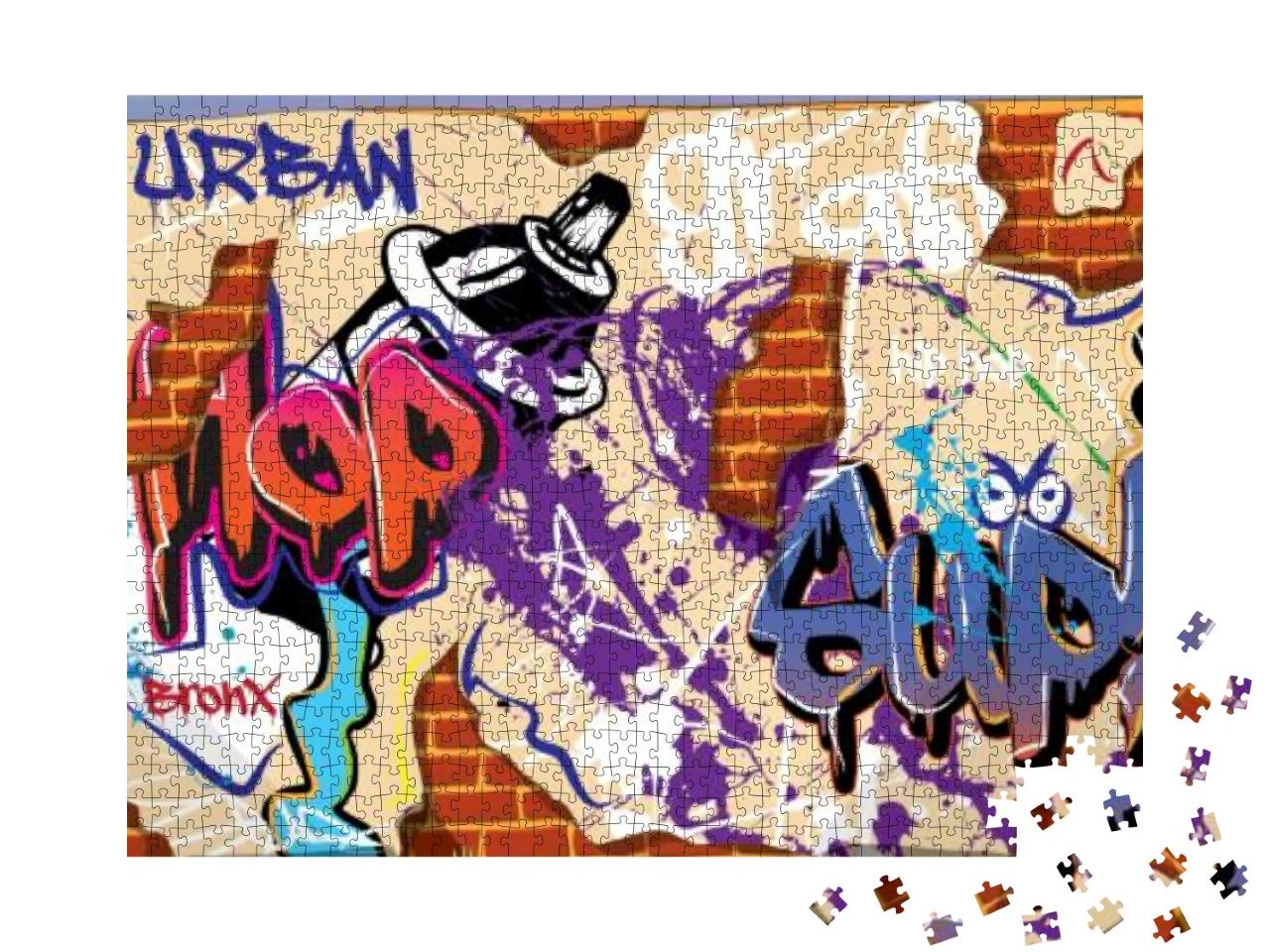 Old Urban Graffiti Wall... Jigsaw Puzzle with 1000 pieces
