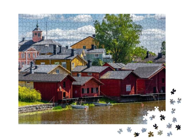 Porvoo, Finland. Old Wooden Red Houses in Old Town of Por... Jigsaw Puzzle with 1000 pieces