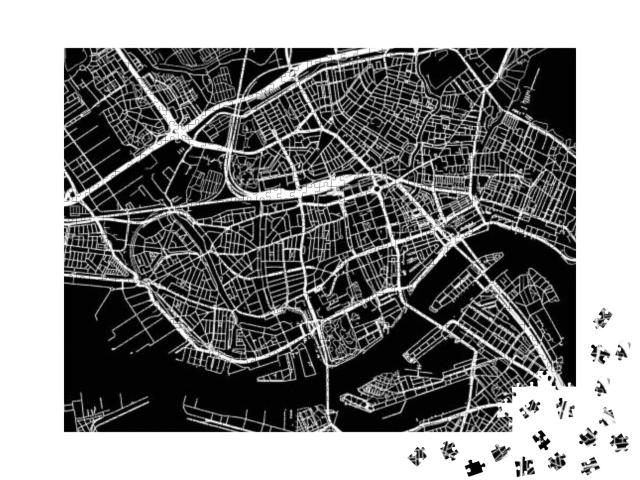 Urban Vector City Map of Rotterdam, the Netherlands... Jigsaw Puzzle with 1000 pieces