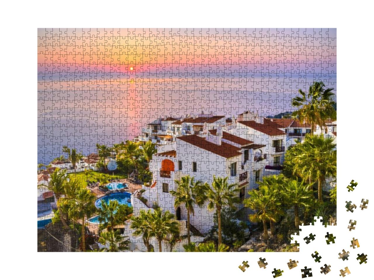 Sunrise in Puerto De Santiago City, Atlantic Ocean Coast... Jigsaw Puzzle with 1000 pieces