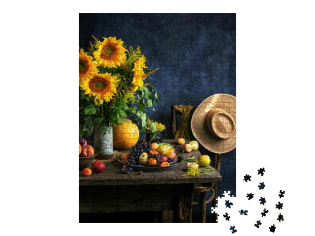 Autumn Still Life with Sunflowers. Beautiful Autumn Compo... Jigsaw Puzzle with 1000 pieces