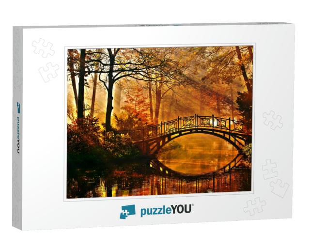 Autumn - Old Bridge in Autumn Misty Park... Jigsaw Puzzle