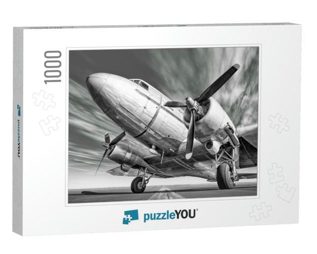 Historic Airplane on a Runway... Jigsaw Puzzle with 1000 pieces