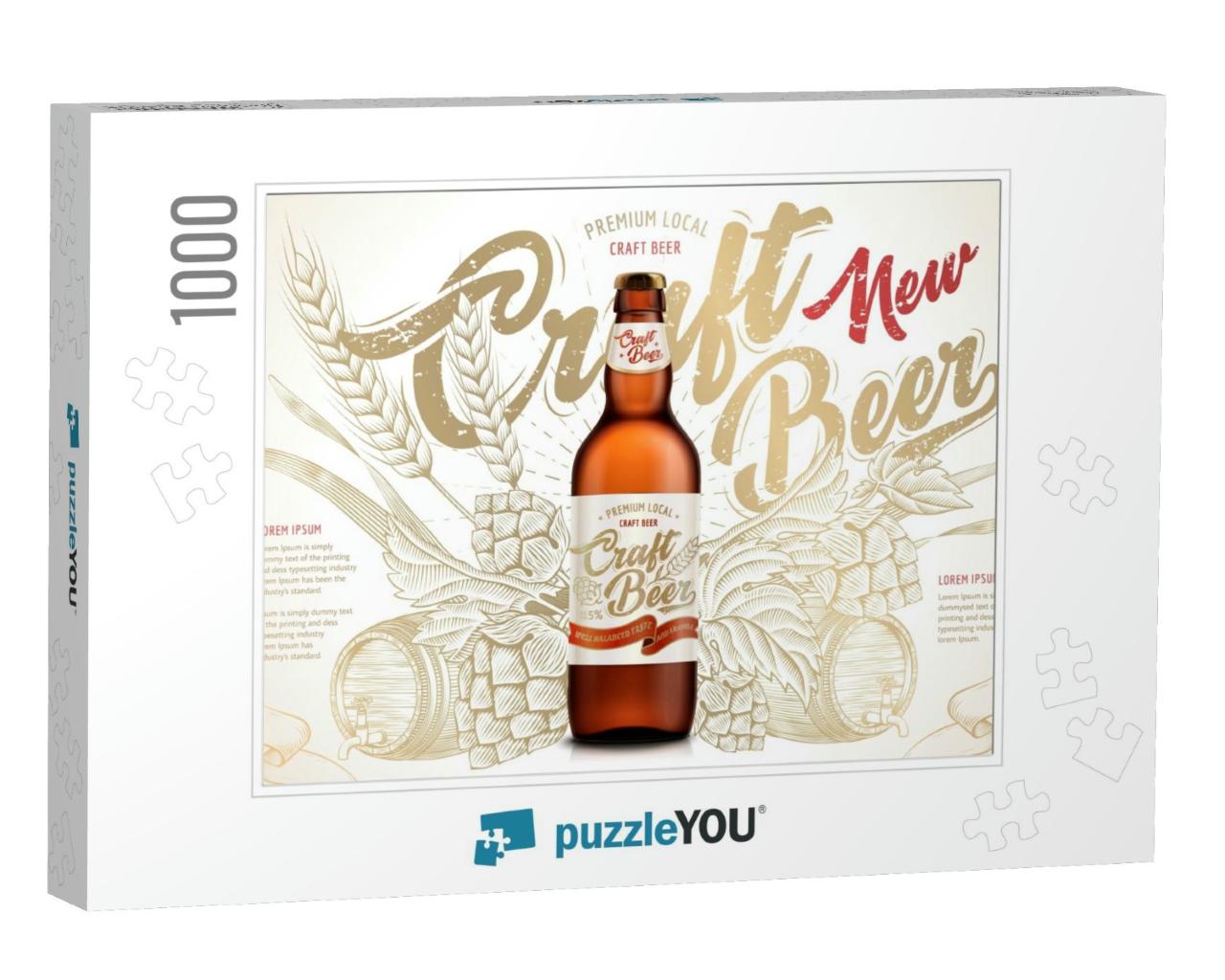 Craft Beer Ads, Exquisite Bottled Beer in 3D Illustration... Jigsaw Puzzle with 1000 pieces