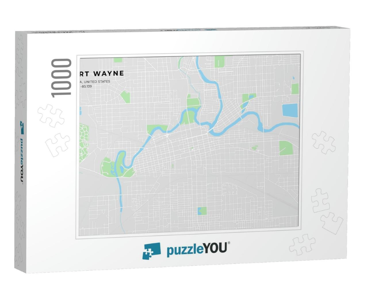 Printable Street Map of Fort Wayne Including Highways, Ma... Jigsaw Puzzle with 1000 pieces