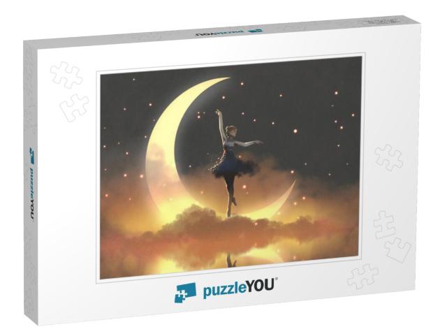 A Ballerina Dancing with Fireflies Against the Crescent M... Jigsaw Puzzle