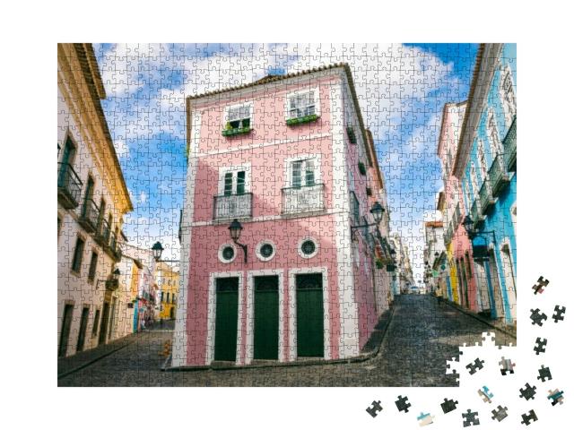 Scenic Daytime View of Narrow Cobblestone Streets Lined w... Jigsaw Puzzle with 1000 pieces